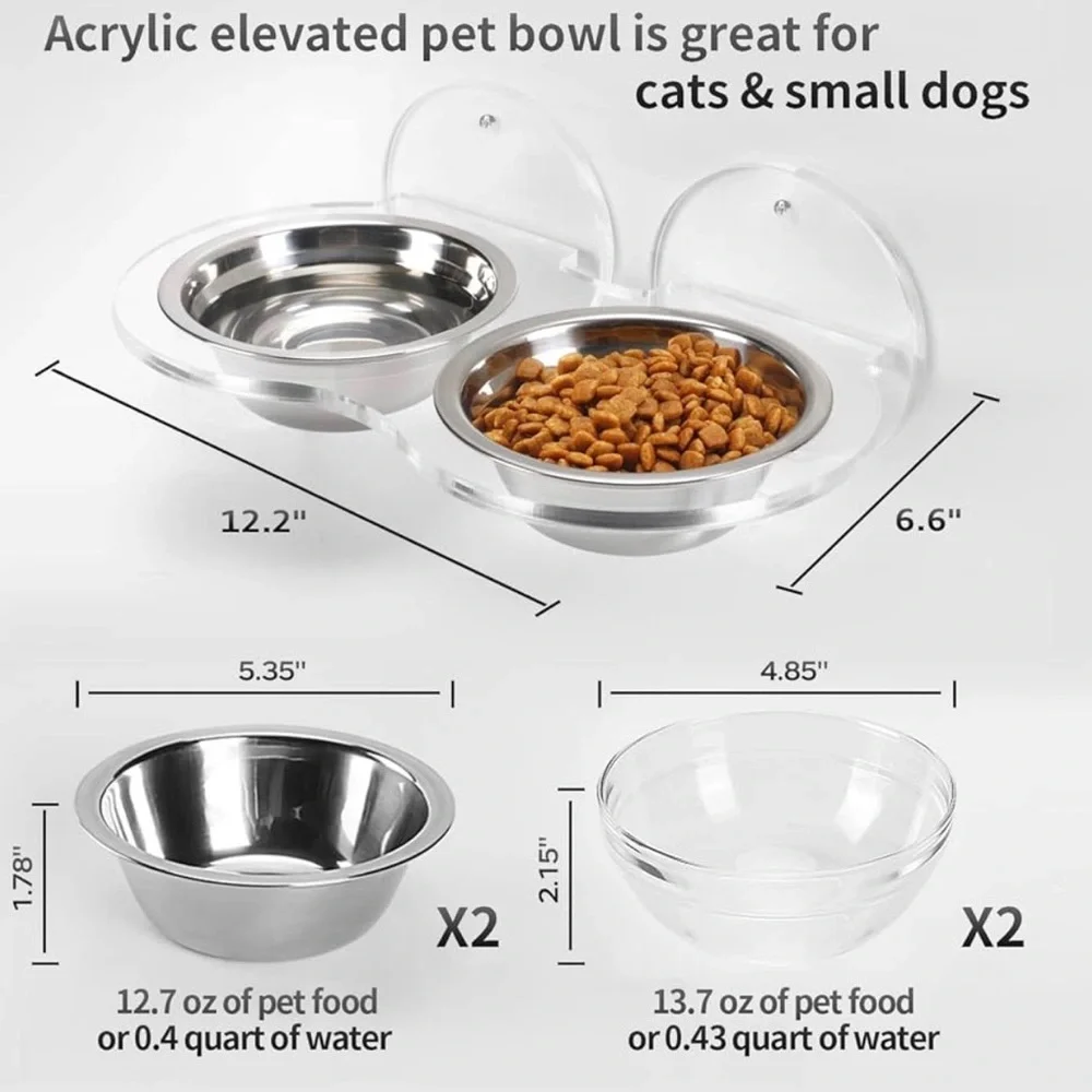 clear acrylic wall mounted pet feeder bowls minimalist elevated feeding set